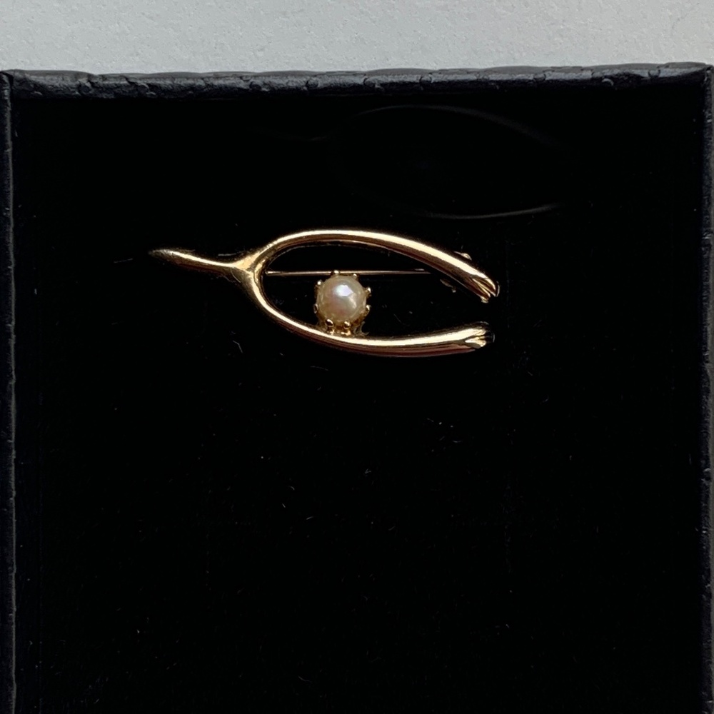 Vintage Wishbone Pin Gold-Tone